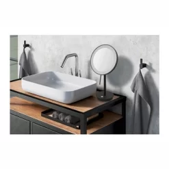 Miroir De Maquillage Zack Alona LED Standing Noir -Salle De Bain Boutique 2 zack alona cosmeticaspiegel 13.3x20x37.8cm staand spiegel kantelbaar met batterijen zwart gepoedercoat sw4845392028129